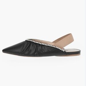 Miu Miu crystal embellished leather slingback ballet flats  pointy Authentic 7.5